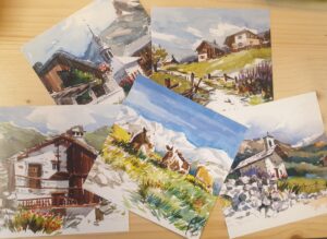 Cartes postales aquarelles Michel Pelletier